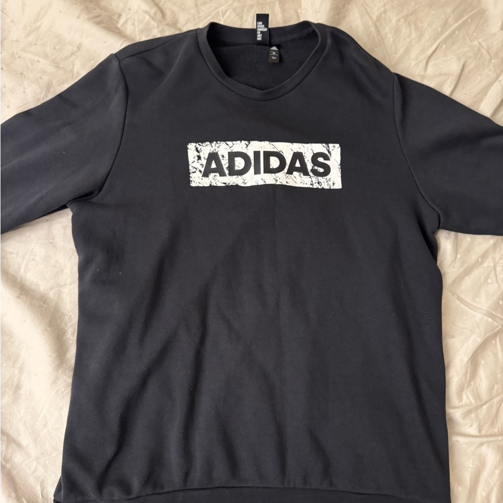 adidas Crew Swt Brand Printing Logo Round Neck Pullover Black DW4578